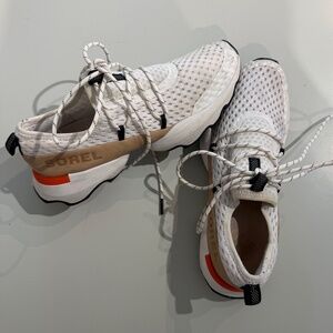 Sorel Kinetic Impact Lace Sneakers White, Tan and Orange Women's Size 8.5